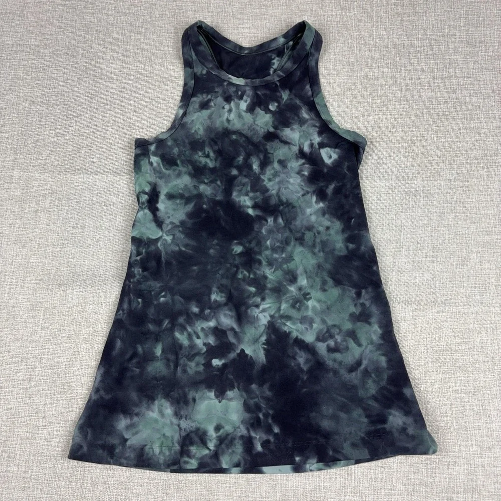 Lululemon Tank Top Womens 4 Green Black Batik Racerback Athletic Yoga Workout